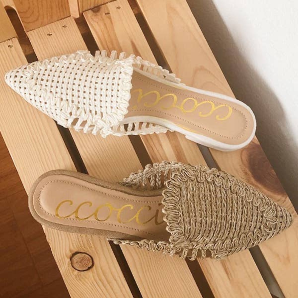 RAFFIA FLAT in the color White